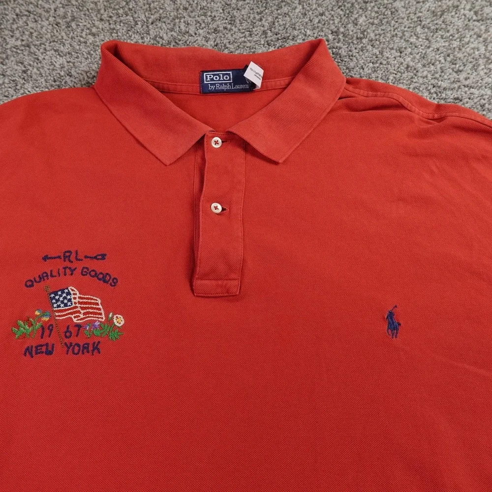 Ralph‎ Lauren Polo Shirt Mens 4XLT Red USA Flag Pony Logo Short Sleeve Golf NYC